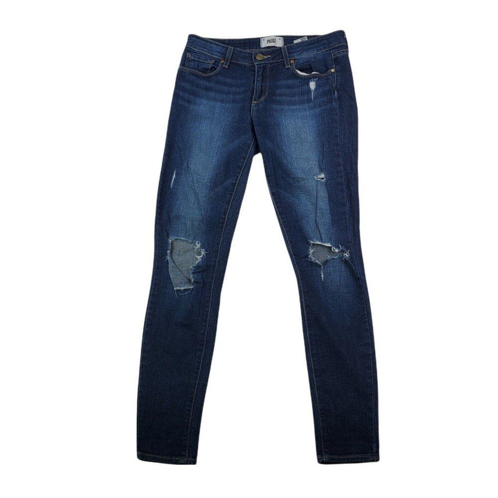 CC - Paige Womens Jeans SZ 28 Dark Wash Verdugo Ultra Skinny Distressed Holes